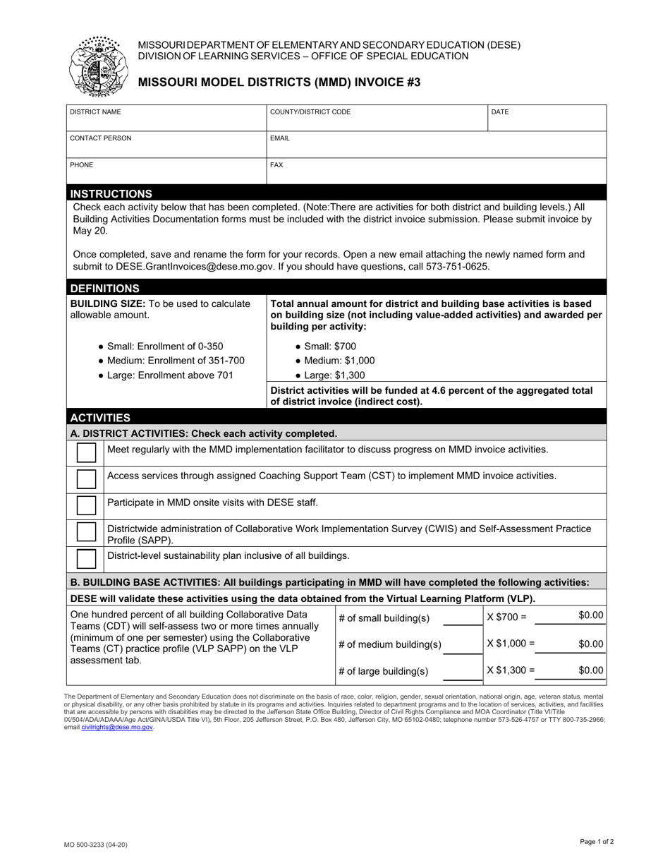 Form MO500-3233 - Fill Out, Sign Online and Download Fillable PDF ...
