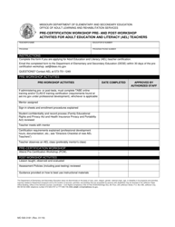 Document preview: Form MO500-3181 Pre-certification Workshop Pre- and Post-workshop Activities for Adult Education and Literacy (Ael) Teachers - Missouri