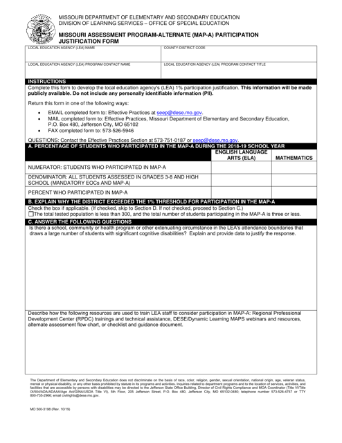 Form MO500-3198 Missouri Assessment Program-Alternate (Map-A) Participation Justification Form - Missouri