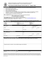Document preview: Form MO500-3156 Due Process Hearing Request Notice (Ages 3-21) - Model Form - Missouri