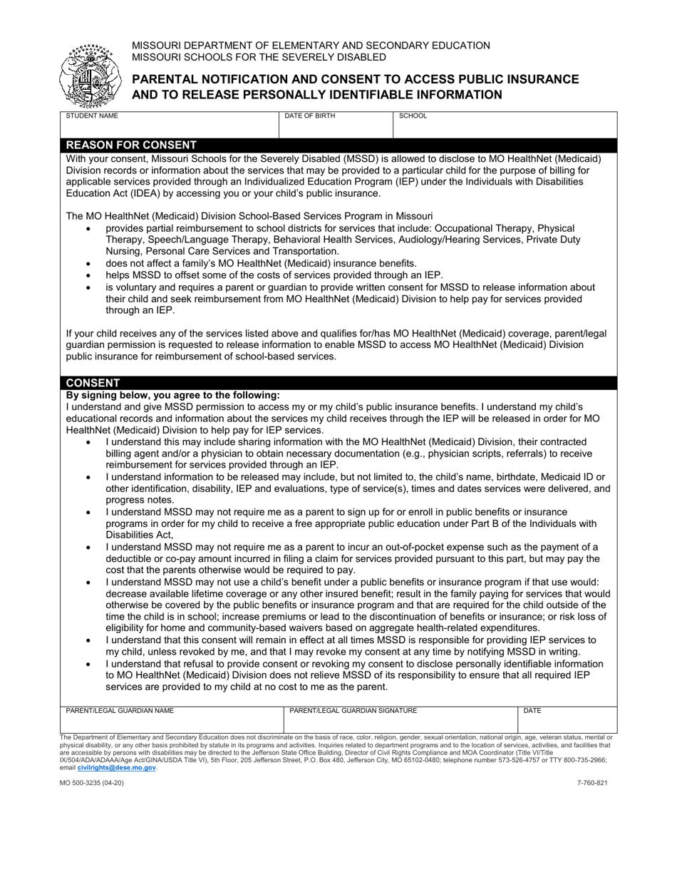 Form Mo500-3235 - Fill Out, Sign Online And Download Fillable Pdf 