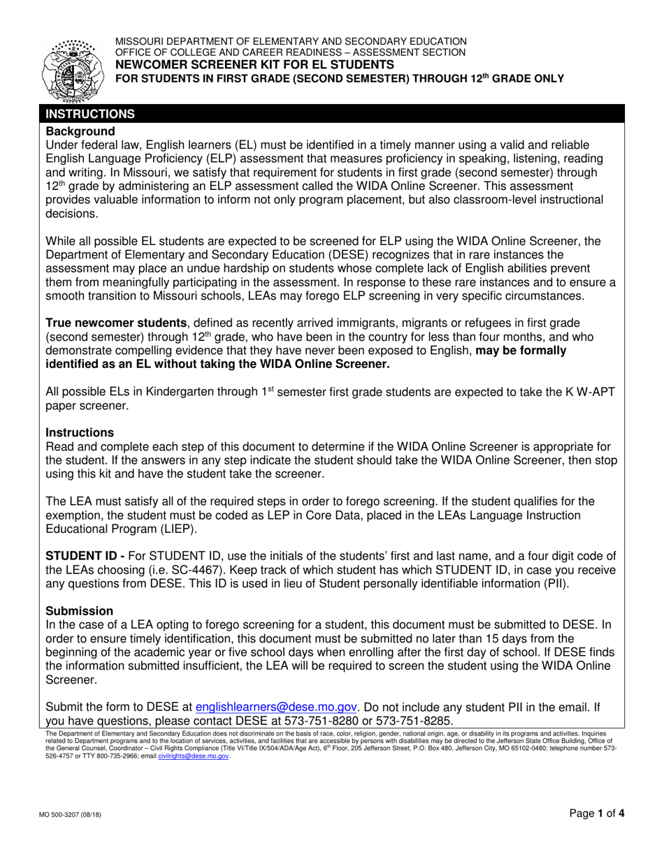 Form MO500-3207 - Fill Out, Sign Online and Download Fillable PDF ...