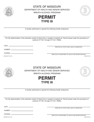 Document preview: Form MO580-0772 (LAB-6) Type Iii Permit - Breath Alcohol Program - Missouri
