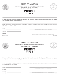 Document preview: Form MO580-0771 (LAB-4) Type II Permit - Breath Alcohol Program - Missouri