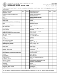 Form MO580-3142 Birth Parent Medical History Form - Missouri, Page 2