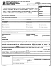 Document preview: Form MO580-2020 Application for Birthing Center License - Missouri