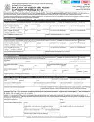 Form MO580-2995 Application for Missouri Vital Record - Marriage/Divorce/Single Status - Missouri