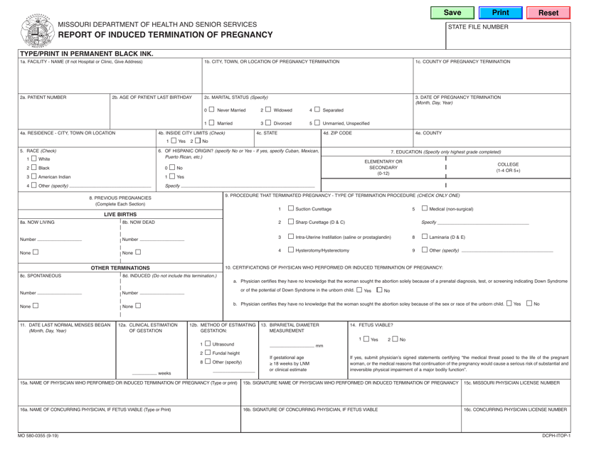 Form MO580-0355  Printable Pdf