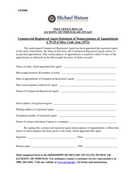 Document preview: Form 11CR200 Commercial Registered Agent Statement of Nonacceptance of Appointment - Mississippi