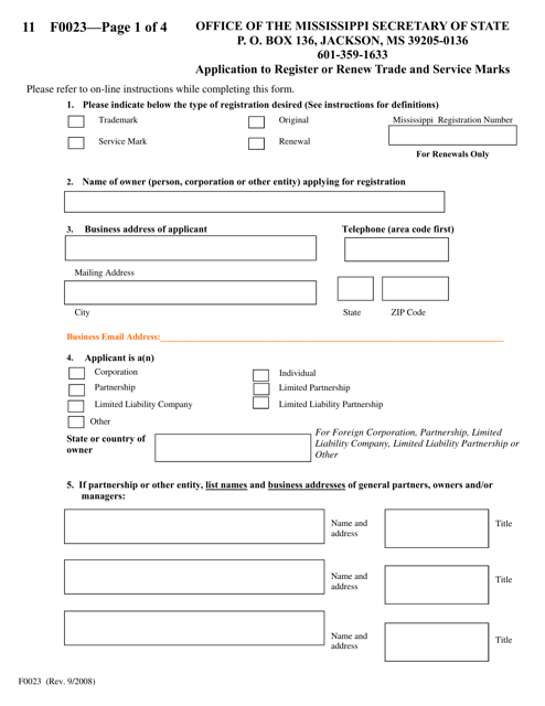 Form F0023  Printable Pdf