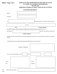 Form F0023 Application to Register or Renew Trade and Service Marks - Mississippi, Page 4