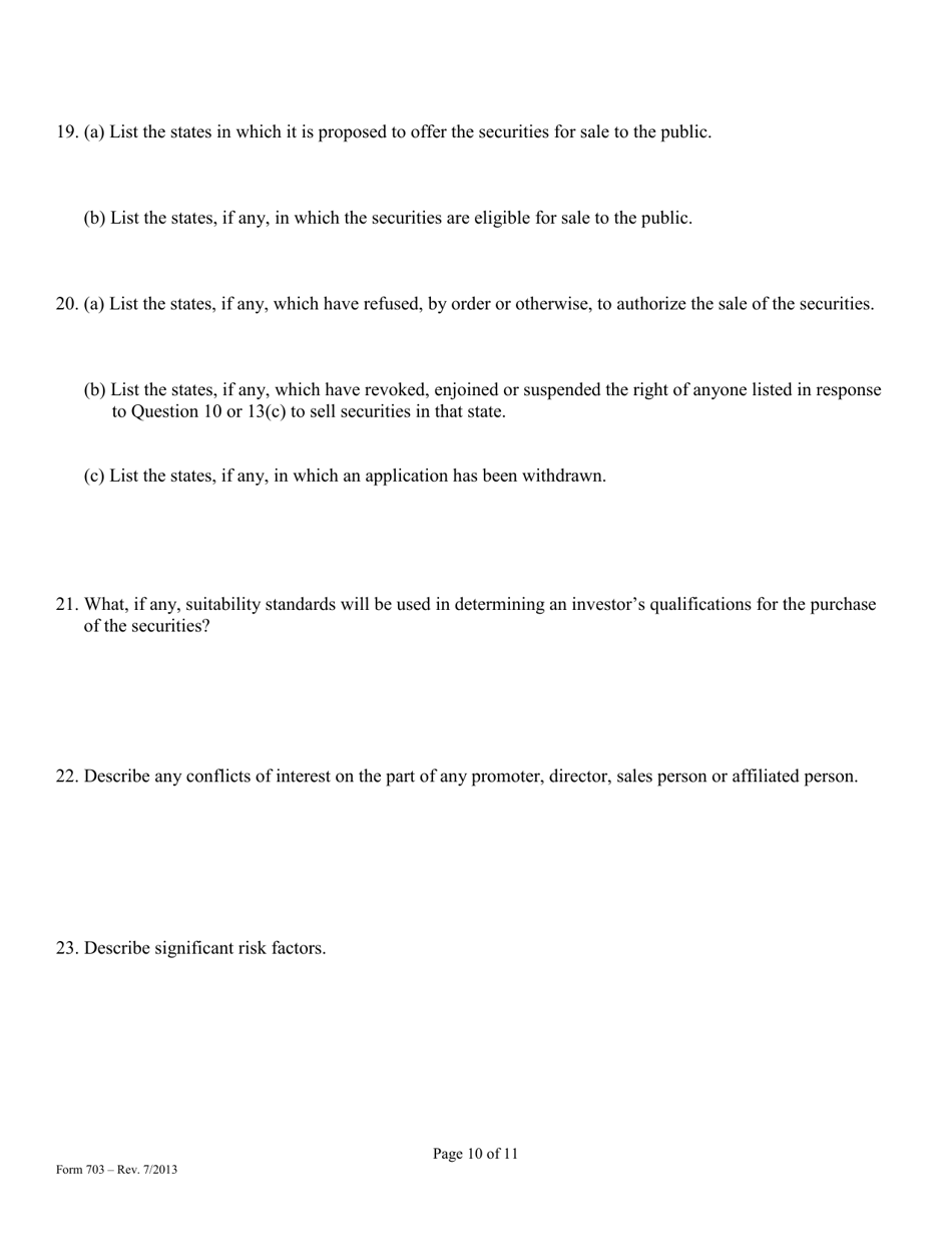 Form 703 Notice of Offering of Securities Pursuant to Rule 703 - Mississippi, Page 10