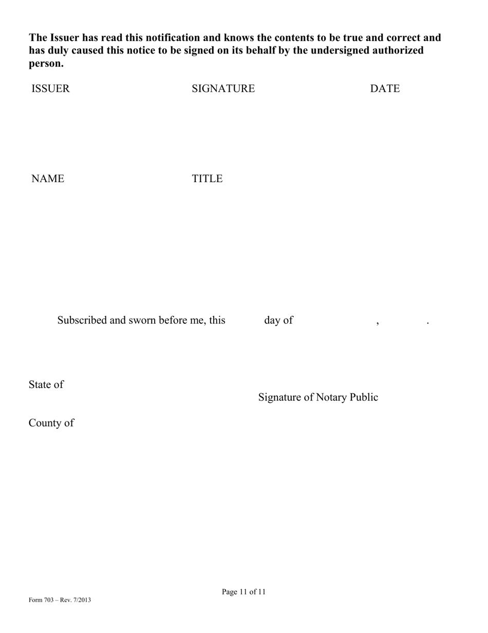 Form 703 Notice of Offering of Securities Pursuant to Rule 703 - Mississippi, Page 11