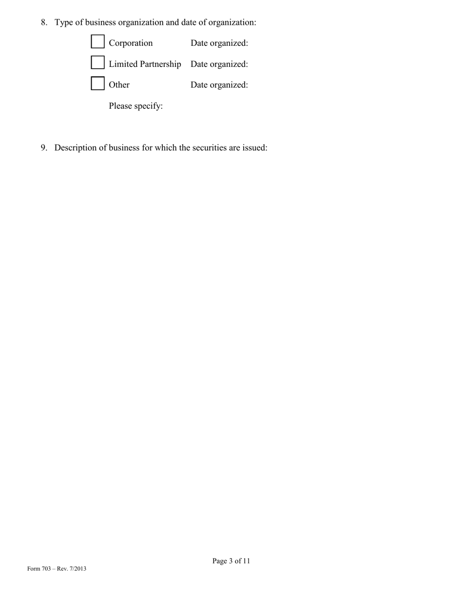 Form 703 Notice of Offering of Securities Pursuant to Rule 703 - Mississippi, Page 3
