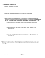 Form 703 Notice of Offering of Securities Pursuant to Rule 703 - Mississippi, Page 6