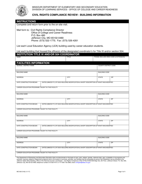 Form MO500-3162 Building Information Request Form - Missouri