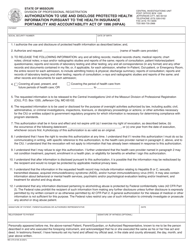 Form MO375-0195 Authorization to Use and Disclose Protected Health Information Pursuant to the Health Insurance Portability and Accountability Act of 1996 (HIPAA) - Missouri, Page 2