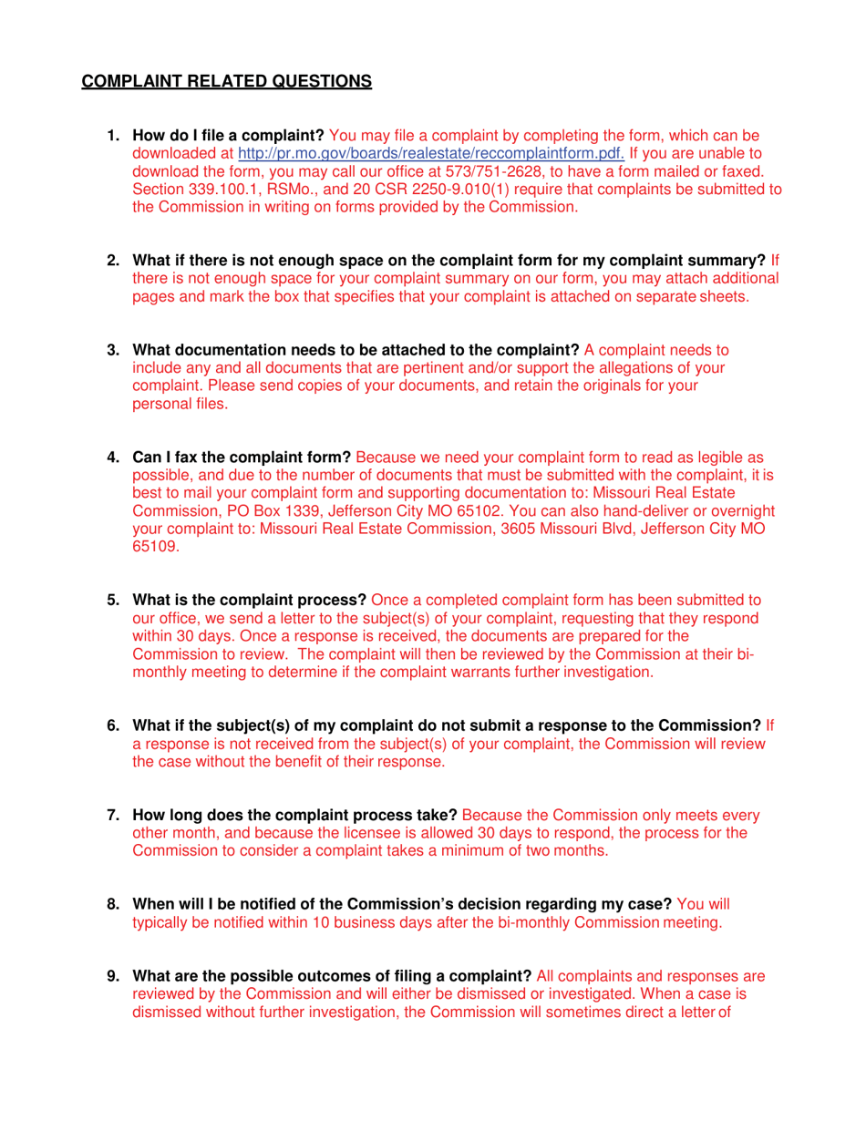 Form MO375-0652 Sworn Statement of Complaint - Missouri, Page 2