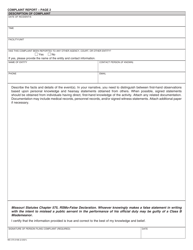 Form MO375-0168 Complaint Report - Missouri, Page 2
