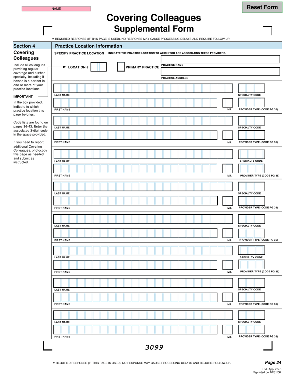 Covering Colleagues Supplemental Form - Missouri, Page 1
