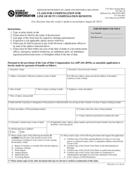 Document preview: Form WCLoD-1A Claim for Compensation for Line of Duty Compensation Benefits (When the Worker's Death Occurred Before August 28, 2017) - Missouri