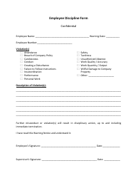 Document preview: Employee Discipline Form