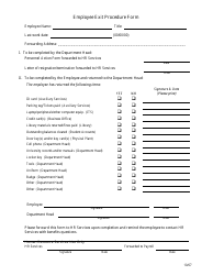 Document preview: Employee Exit Procedure Form - Marymount University