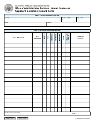 Form hr_nh4 Applicant Selection Record Form - Arkansas