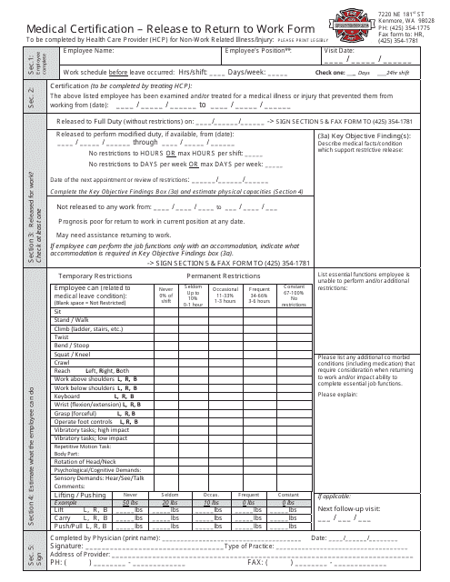 return to work release form