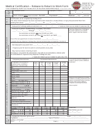 Medical Certification &quot; Release to Return to Work Form - Northshore, Washington