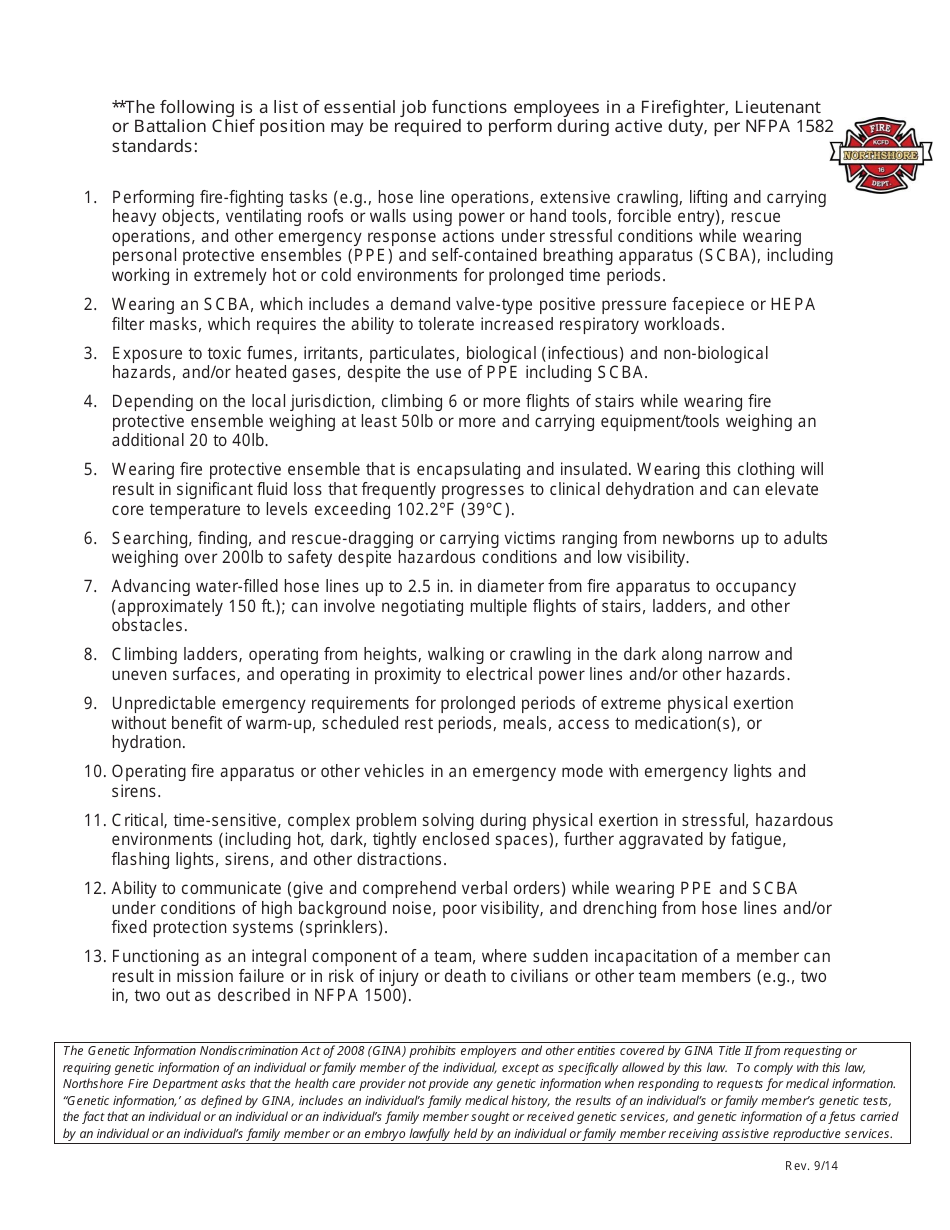 Medical Certification  Release to Return to Work Form - Northshore, Washington, Page 2