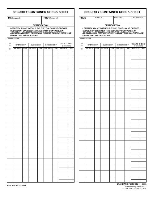 Form SF-702  Printable Pdf