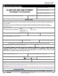 VA Form 29-4125 Claim for One Sum Payment - Government Life Insurance