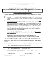 Document preview: Form HSMV82002 Initial Registration Fee Exemption Affidavit - Florida