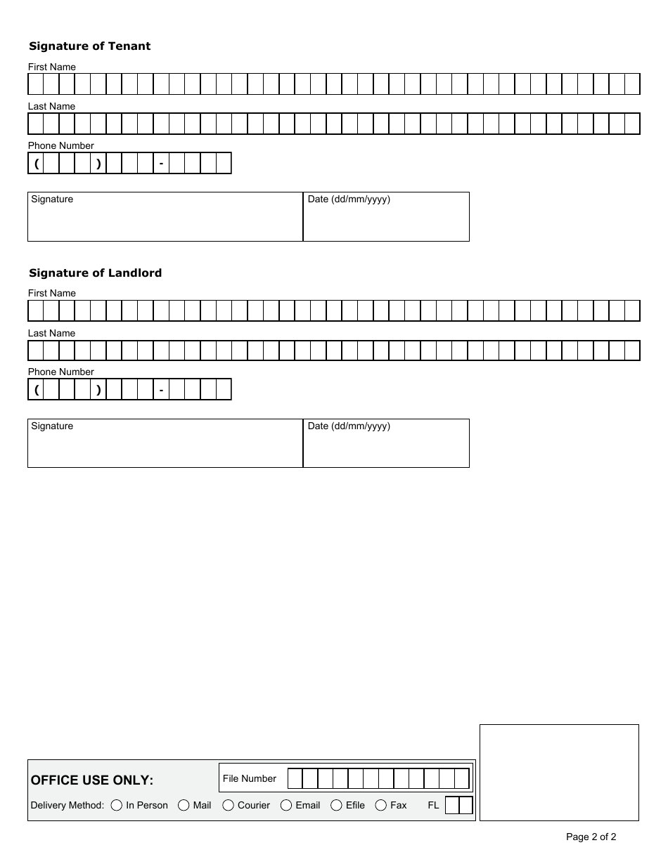 Form N11 Agreement to End the Tenancy - Ontario, Canada, Page 2