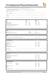 Pre-employment Physical Examination Form
