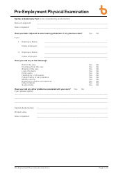 Pre-employment Physical Examination Form, Page 3