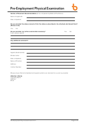 Pre-employment Physical Examination Form, Page 4