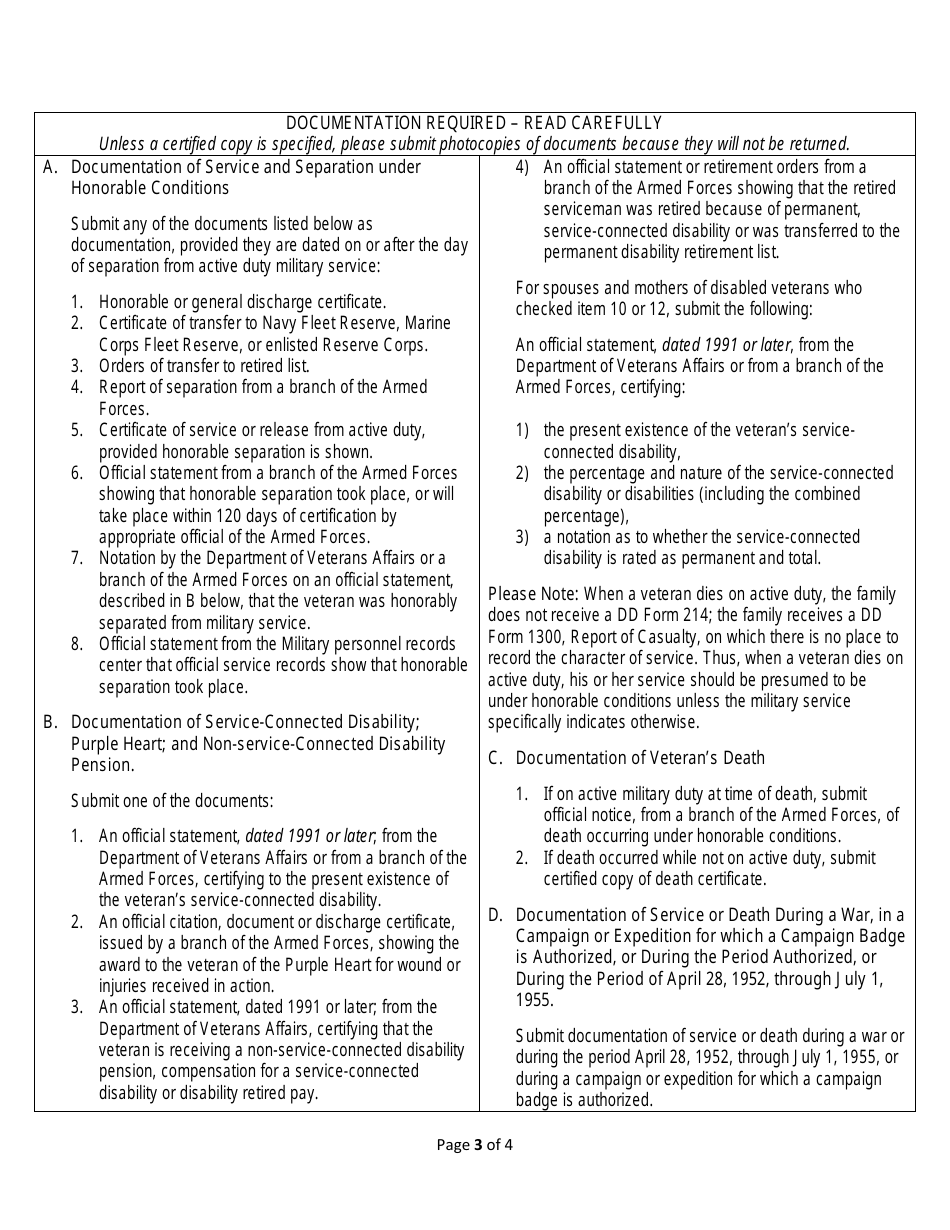 Veterans Preference Eligibility Form, Page 3