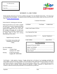 Winner Claim Form - Maine State Lottery - Maine