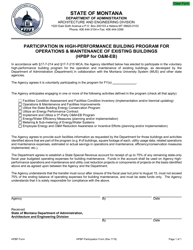 Document preview: Participation in High-Performance Building Program for Operations & Maintenance of Existing Buildings (Hpbp for O&m-Eb) - Montana
