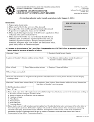 Form WCLoD-1C Claim for Compensation for Line of Duty Compensation Benefits (When Worker&#039;s Death Occured on or After August 28, 2018) - Missouri