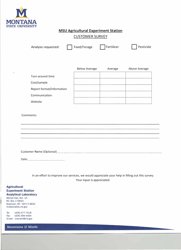 Msu Agricultural Experiment Station Customer Survey - Montana