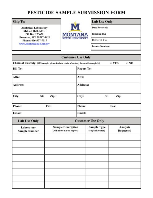 Montana Pesticide Sample Submission Form Download Printable PDF ...