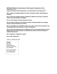 Application for Growing Season Field Inspection of Plant Commodities for Export - Montana, Page 2