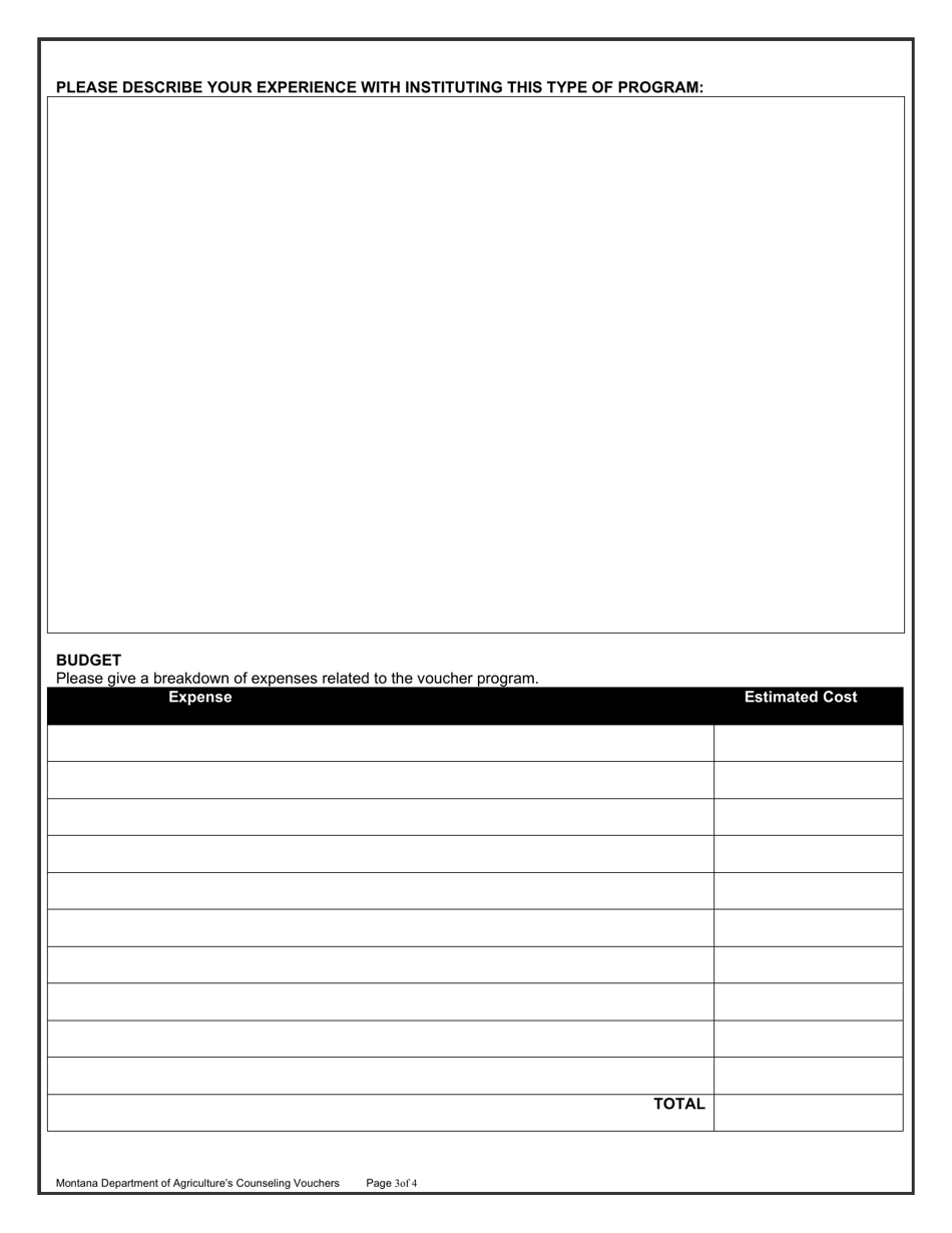 Farm and Ranch Stress Assistance Counseling Session Vouchers Application - Montana, Page 3