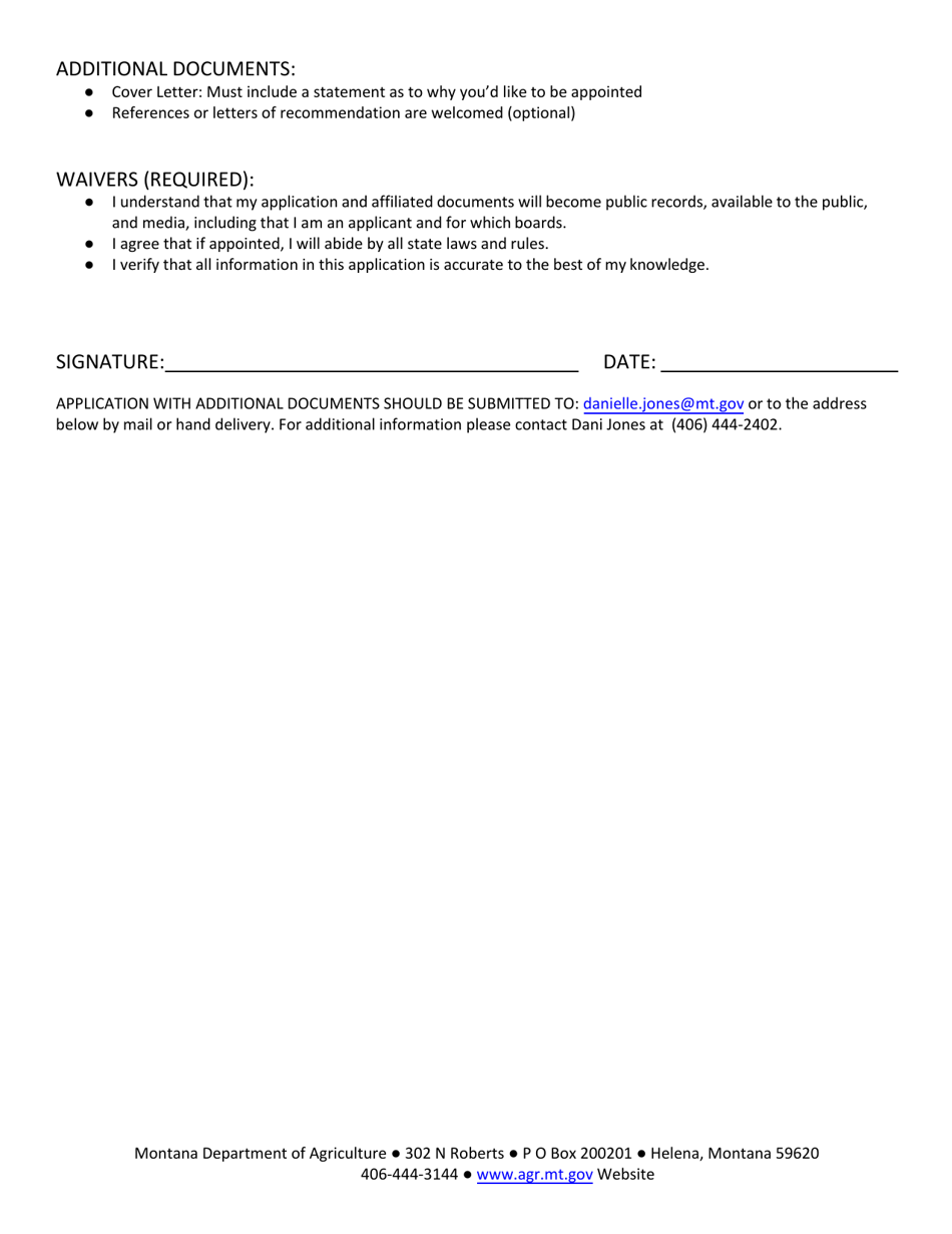 Application for Montana Hemp Advisory Committee - Montana, Page 2