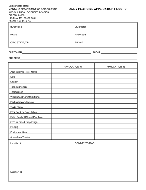 Montana Daily Pesticide Application Record - Fill Out, Sign Online and ...