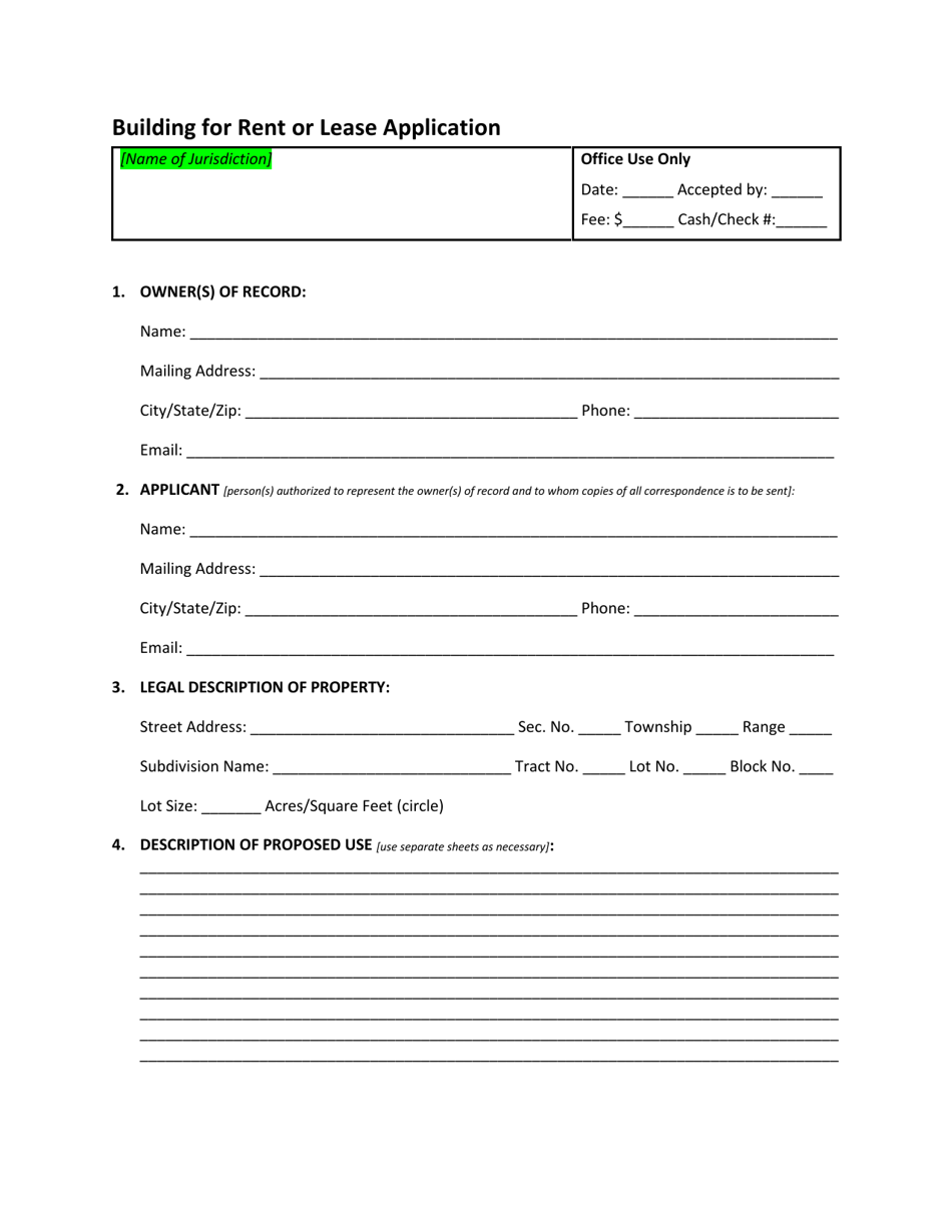 Building for Rent or Lease Application - Montana, Page 1