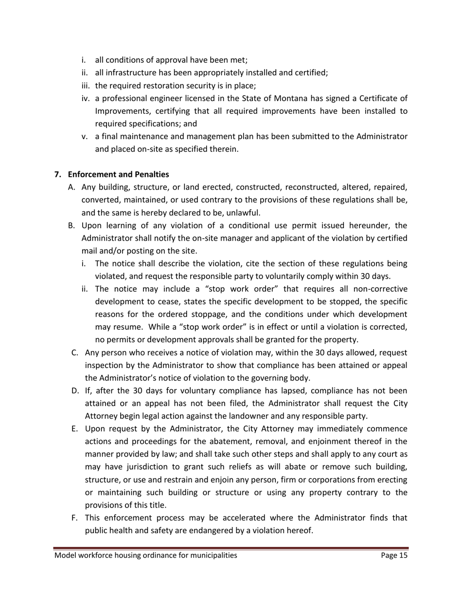 Model Workforce Housing Ordinance for Municipalities - Montana, Page 15